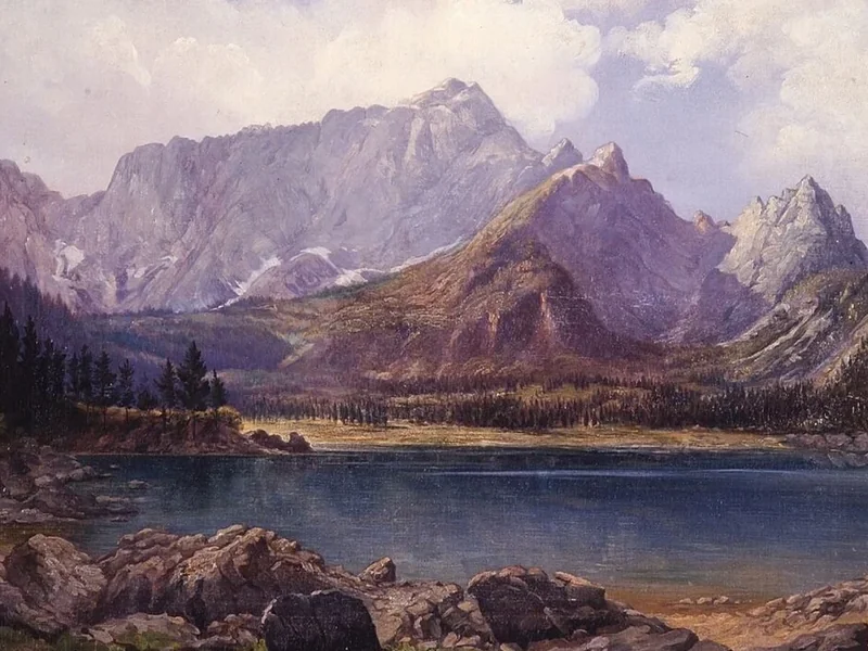 1851-Ludvik Grilc - Montagne con un lago